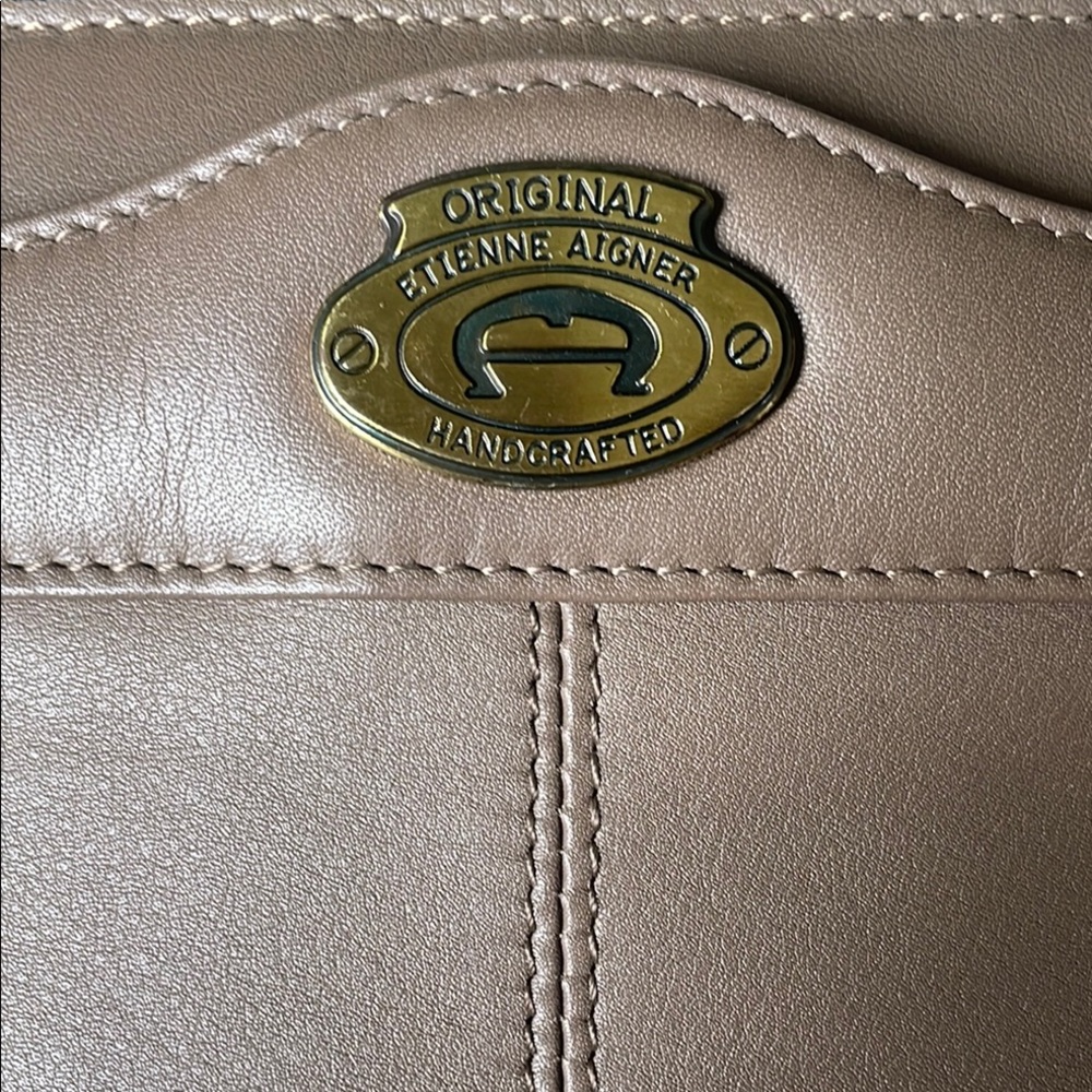 Vintage Etienne Aigner Handcrafted Genuine Leather Taupe Leather Shoulder Bag